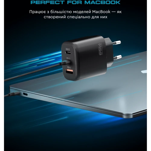 Зарядний пристрій ArmorStandart Wall Charger Resolute Power ARP-621 65W GaN Black (ARM70023): Кількість USB-портів 3