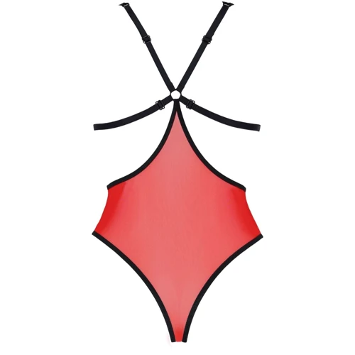 Полупрозрачное боди с кружевом Passion PEONIA BODY Red S/M