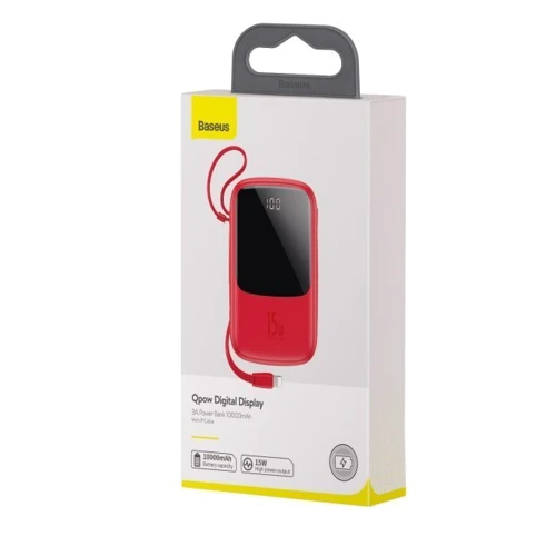 Зовнішній акумулятор Baseus Power Bank 10000mAh з Lightning Cable Q Pow Display 15W Red (PPQD-B09): Тип батареї Літій-полімерні