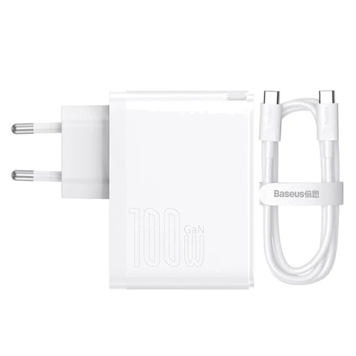 Зарядное устройство Baseus Wall Charger GaN5 Pro USB+USB-C 100W White with USB-C Сable (CCGP090202) фото 5