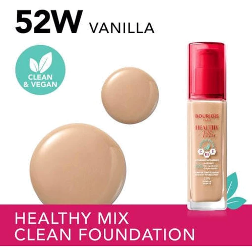 Bourjois Healthy Mix With Vitamin Clean & Vegan №52W Тональний крем Vanille 30 ml: Призначення Увлажнение, Матирование, Выравнивание