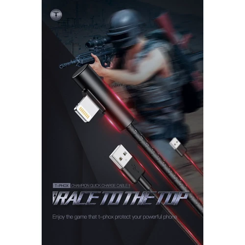 Кабель T-PHOX USB Cable to Lightning Gaming 3A 1m Black (T-L832 Black) фото 5