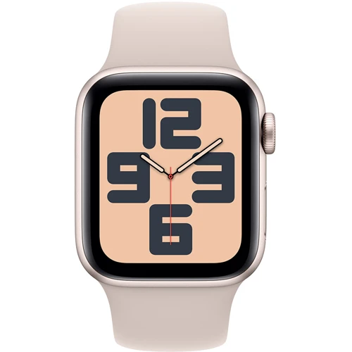 Apple Watch SE 2 2023 40mm GPS Starlight Aluminum Case with Starlight Sport Band - M/L (MR9V3) UA: Материал фторэластомер бежевого цвета