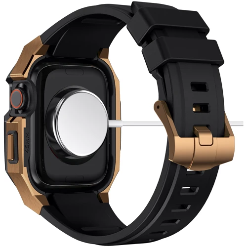 Аксессуар для Watch Fluororuuber with Stainless Stell Case Black/Gold (FLS181117) for Apple Watch 44/45/49mm Ultra фото 6