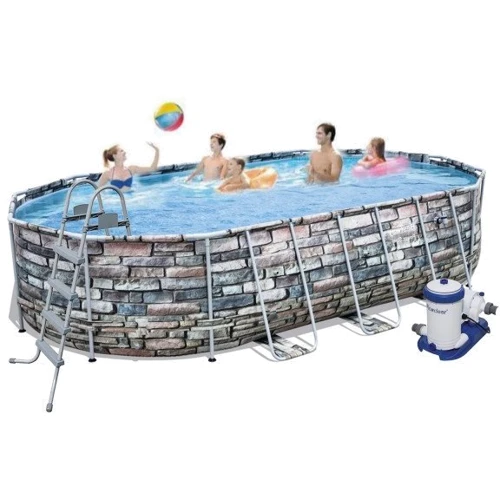 Бассейн каркасный Bestway с гидромассажем и подсветкой 610х366х122 см 9 463 л/ч с лестницей (BW 56719) фото 2
