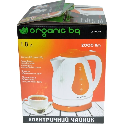 Електрочайник Organic OR-4005 Orange: Потужність, Вт Потужність 2000 Вт