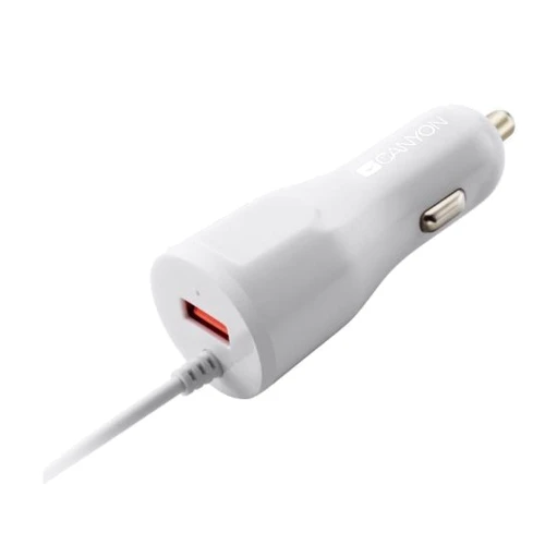 Зарядное устройство Canyon Car Charger USB C-033 Lightning White (CNE-CCA033W)