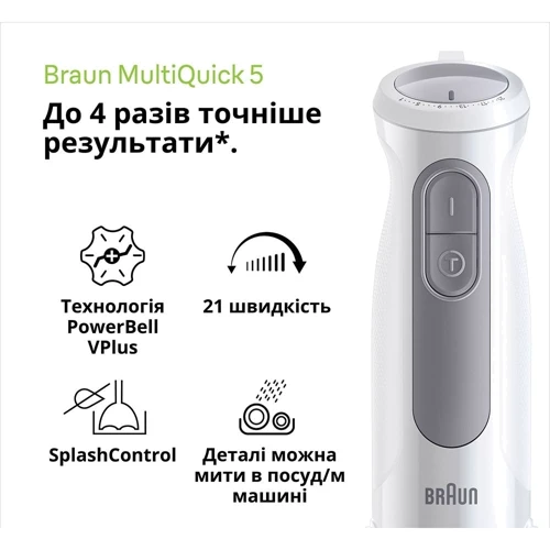 Блендер Braun MQ 50236 M WH: Конструкція ручной