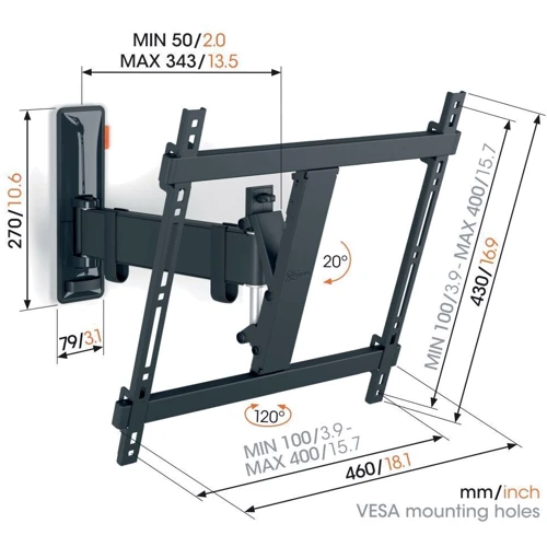 Кронштейн для ТВ Vogels TVM 3423: Угол наклона 20°
