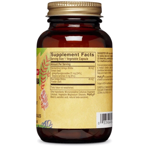 Solgar Ginkgo Biloba Leaf Extract, Standardized Full Potency 180 caps Гинкго Билоба: Форма выпуска Капсулы
