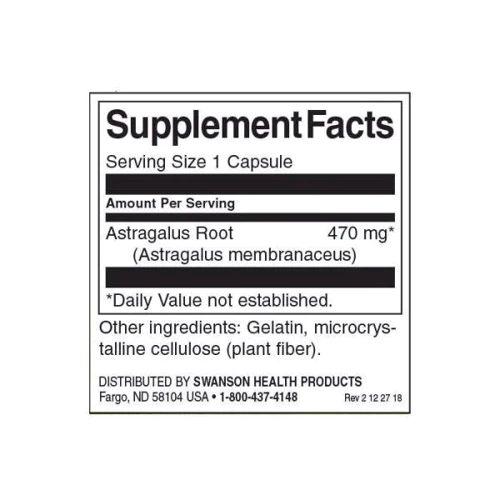 Swanson Astragalus Root 470 mg Корень Астрагала 100 капсул: Форма выпуска Капсулы