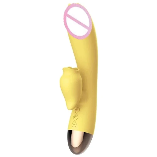 Вибратор-кролик с подогревом и шаловливым язычком для клитора Leten Wonderful Yellow