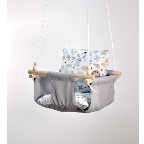 Гойдалки дитячі Лісовий кролик тканинна підвісна сіра
