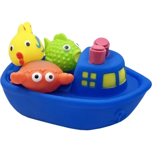 Набор для купания Bibi Toys Кораблик и морские обитатели 4 шт (761049BT): Производитель Bibi Toys