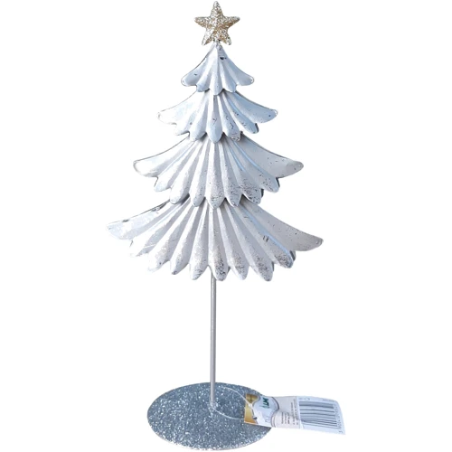 Украшение новогоднее Елка на подставке, металл, 25см, серебристый