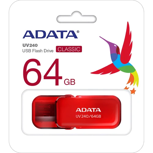 USB-флешка ADATA 64GB AUV 240 USB 2.0 Red (AUV240-64G-RRD): Объем памяти 64 GB