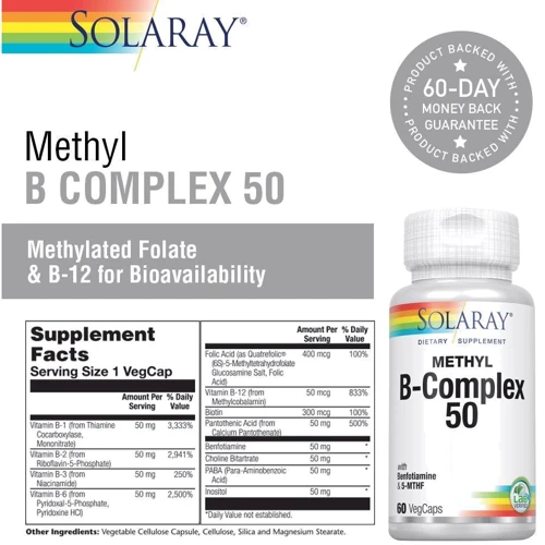Solaray Methyl B-Complex 50 60 Veg Caps Витамины группы В: Тип Витамин B