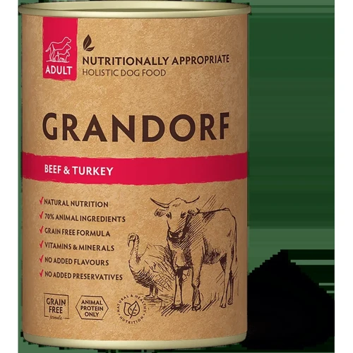 Влажный корм для взрослых собак Grandorf Beef & Turkey с говядиной и индейкой 400 г (5407007852161)