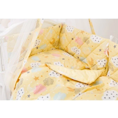 Постельный комплект 8 эл. Twins Premium Glamour 4029-TGС-05, Clouds yellow, желтый