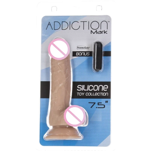 Реалістичний фалоімітатор на присосці ADDICTION - Mark 7,5" Dildo With Balls, Beige