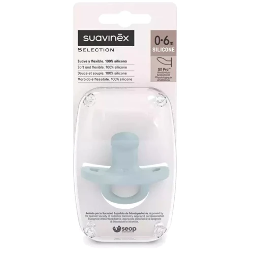 Пустушка Suavinex Colour Essence силіконова анатомічна 0-6 міс. блакитна (308085): Вік до 6 месяцев