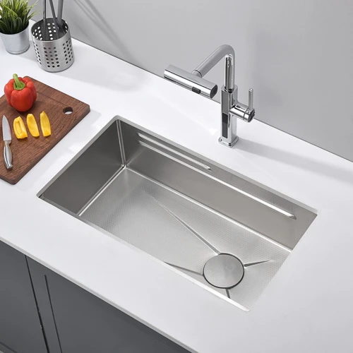 Кухонная мойка Lefton Single Bowl Honeycomb Embossed Anti-scratch Kitchen Sink-KS2201 Brushed Nickel: Материал Нержавеющая сталь