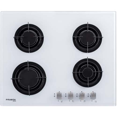 Варочная поверхность газовая Pyramida PFG 646 White: Рабочая поверхность стекло (закаленное)