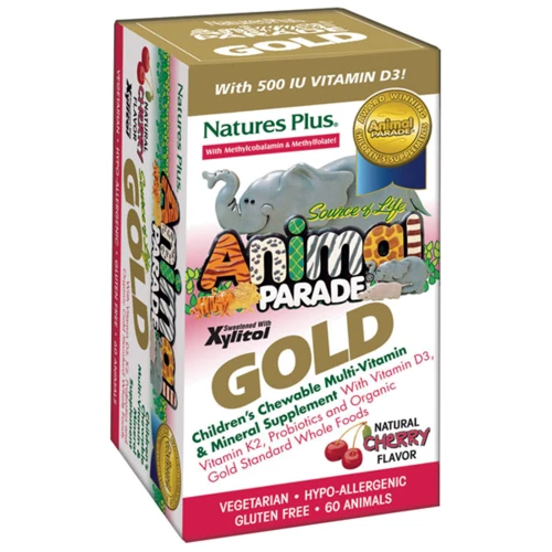 Natures Plus Animal Parade Gold 60 chewables Мультівітаміни для дітей, смак вишні