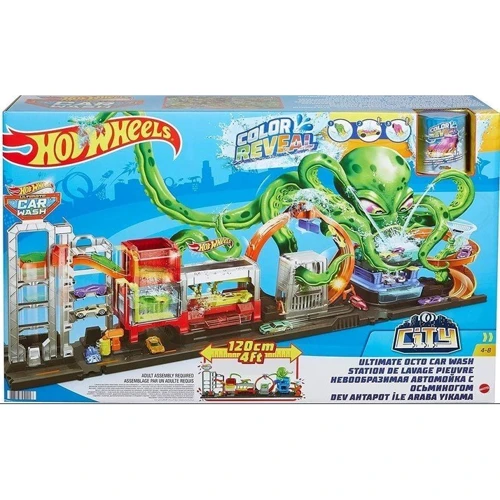 Ігровий набір Hot Wheels City Ultimate Octo Car Wash Автомийка: Кольорове перетворення Вибух кольору (GTT96): Колір разноцветный