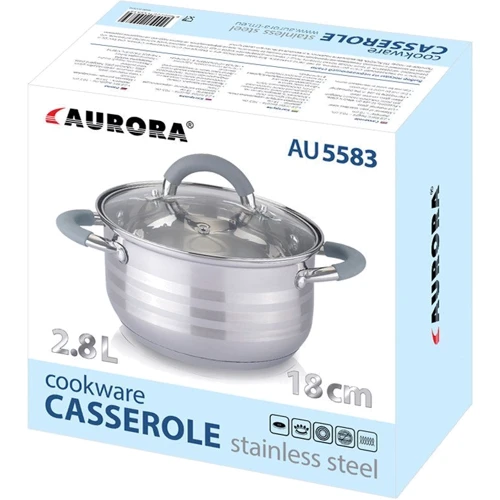Кастрюля Aurora AU 5583 d 18 см, 2.8 л, c крышкой: Тип Традиционная