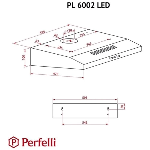 Вытяжка Perfelli PL 6002 W LED: Тип воздухоочистителя Рециркуляция, Отвод