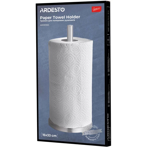 Тримач для паперових рушників Ardesto Gemini 15х33 см нержавіюча сталь (AR0913SS)