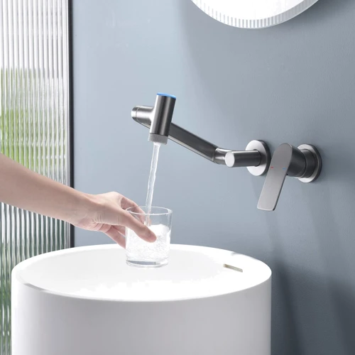 Смеситель настенный Lefton Single-Handle Wall Mount Bathroom Faucet with Temperature Display-BFWM2401 Grey: Назначение Для раковины
