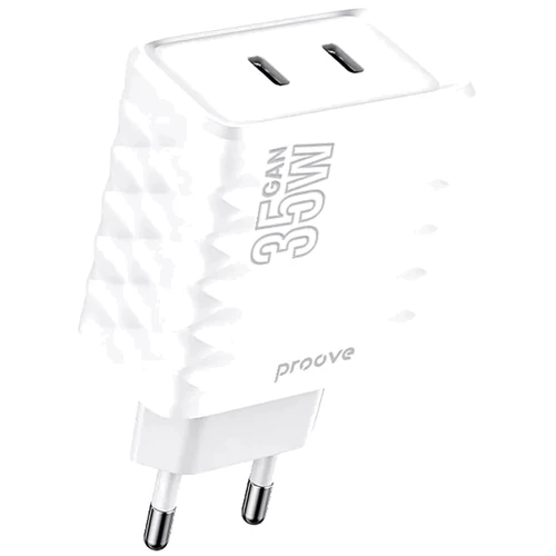 Зарядное устройство Proove Wall Charger 2xUSB-C Speed Surge GaN 35W White