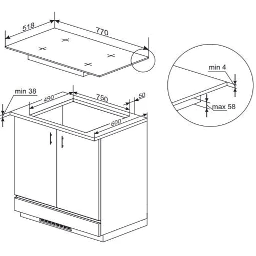 Варочная поверхность Amica PI7553PHTSU 2.0: Количество конфорок 5