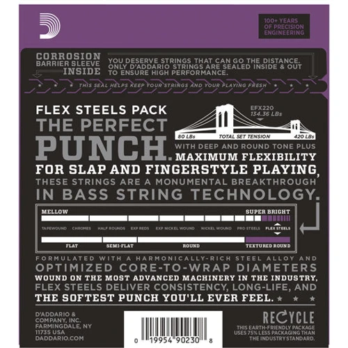 Струна для гітар Струны D`ADDARIO EFX220 XL FLEX STEELS SUPER LIGHT 40-95: Тип Комплект струн