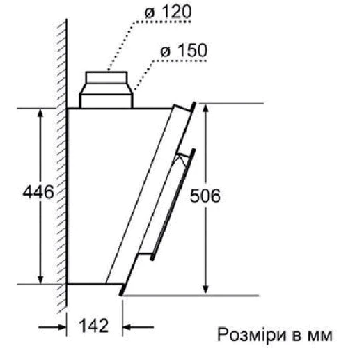 Витяжка Bosch DWK 09M720: Рекомендована площа приміщення (при висоті 2,7 м), м² 20,5-28,5