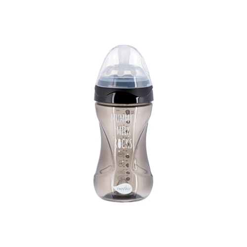 Пляшечка Nuvita для годування Mimic Cool 250 мл 3+ антиколікова чорна (NV6032BLACK)