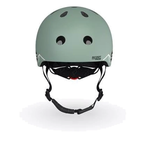 Детский защитный шлем Scoot&Ride зеленый с фонариком (SR-181206-GREENLINES): Цвет зеленый