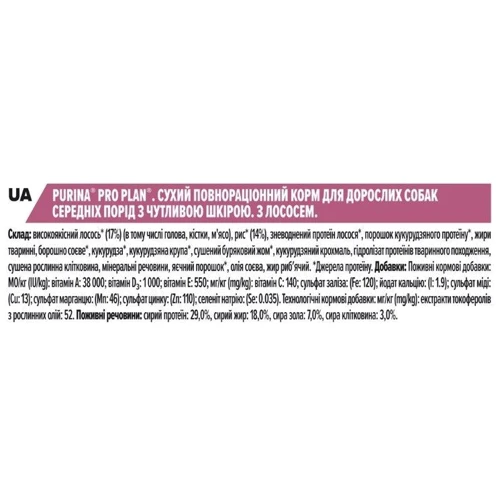 Сухой корм Pro Plan Dog Medium Adult Sensitive Skin с лососем и рисом 14 кг (7613035120464): Класс Супер премиум