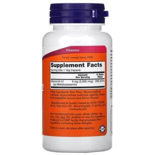 Now Foods Methyl B-12 5000 mcg Вітамін Б12 90 веганських капсул: Тип Витамин B