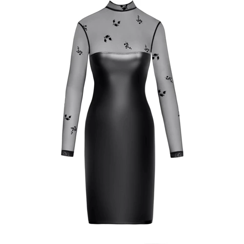 Платье Noir Handmade F310 Sublime wetlook and flocked mesh midi dress Вlack, 3XL