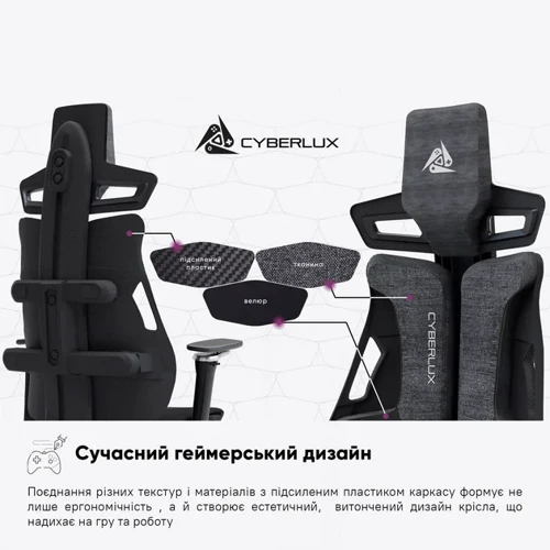 Геймерское кресло Cyberlux V10 Fabric Grey (арт. GM -V10 FG)	 фото 10