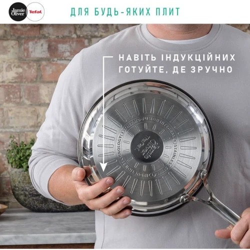Сковорода Tefal Jamie Oliver Cooks Direct 24 см (E3040455): Антипригарное покрытие Titanium 2Х