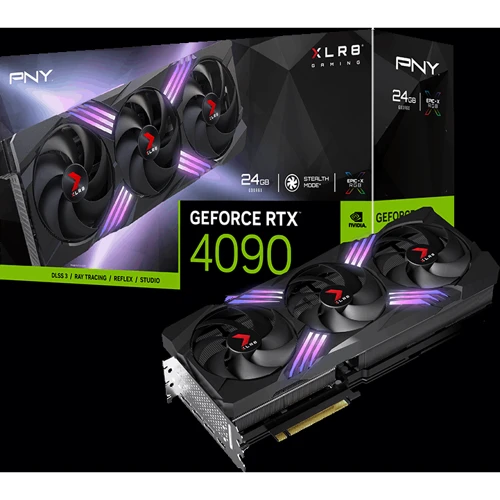 Видеокарта PNY GeForce RTX 4090 24GB XLR8 Gaming VERTO EPIC-X RGB Triple Fan DLSS 3 (VCG409024TFXXPB1): Исполнение Трехслотовое