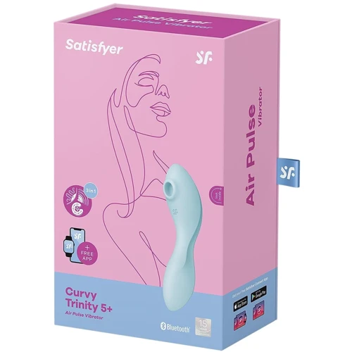 Вакуумный стимулятор с вибрацией Satisfyer Curvy Trinity 5+ (Blue)