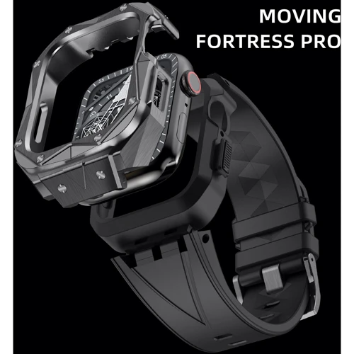 Аксесуар для Watch Rubber TPU with Stainless Steel Case Black/Grey (FLS181113) для Apple Watch 44/45/49mm Ultra: Сумісність Apple Watch 49mm, Apple Watch 45mm, Apple Watch 44mm