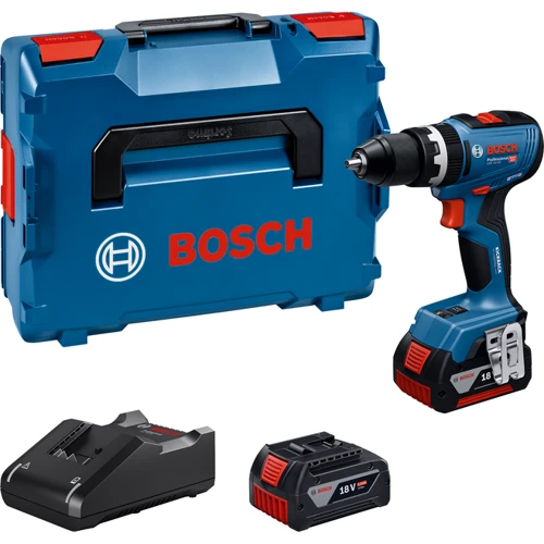 Аккумуляторная бесщеточная ударная дрель-шуруповерт Bosch GSB 18V-65 + 2 x аккумуляторные батареи GBA 18V 5.0 Ah + Быстрозарядное устройство GAL 18V-40 Professional + L-BOXX 136N (06019N3303)