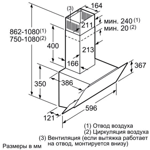 Вытяжка Bosch DWK065G60: Тип монтажа Настенный