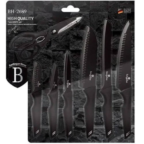 Набір кухонних ножів Berlinger Haus Black Silver Collection 7 предметів (BH 2689): Найменування Набор кухонных ножей 7 пр.